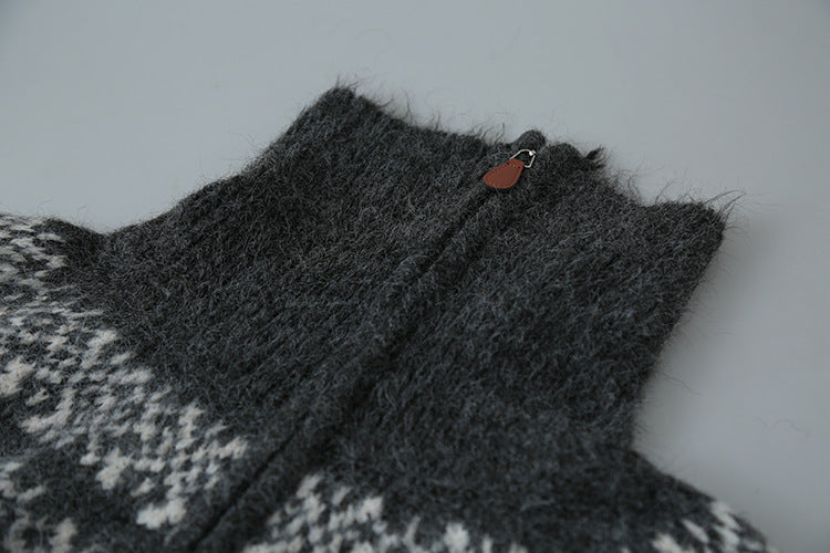 【LD11004】實拍兔絨毛混紡費爾島針織毛衣半拉鏈大翻領251110