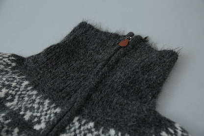 【LD11004】實拍兔絨毛混紡費爾島針織毛衣半拉鏈大翻領251110