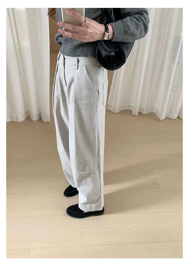 【H566】實拍秋冬高腰斜紋棉挺版西裝長褲（後鬆緊腰）251021