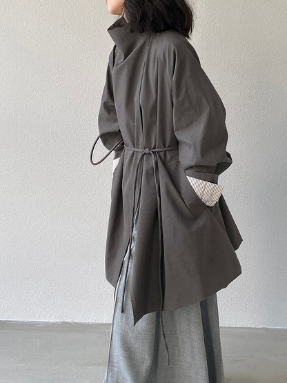 【cim1659】實拍秋冬復古英倫翻領風衣外套＋繫帶251030