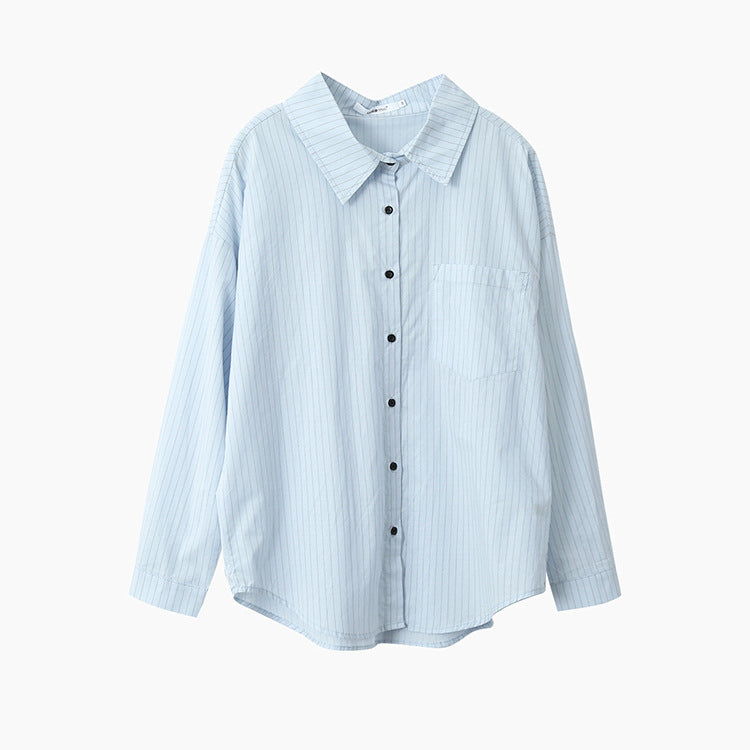 【LD003】實拍中性棉100氣質寬鬆條紋襯衫251103