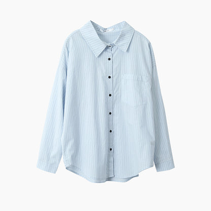 【LD003】實拍中性棉100氣質寬鬆條紋襯衫251103