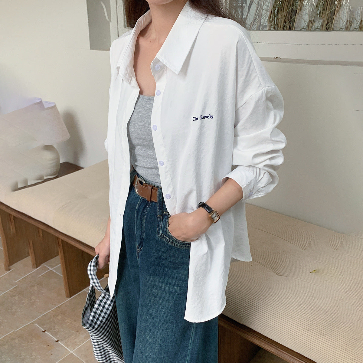 【LD2054】實拍麂皮絨感刺繡襯衫251103