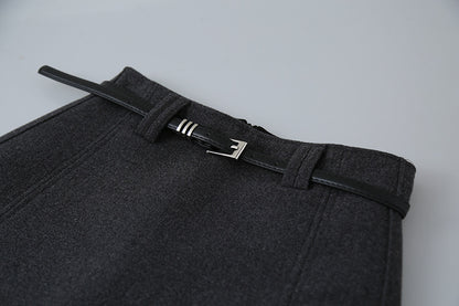 【LD11032】實拍S~XL羊毛絨超瘦高腰A字裙羊毛10%(內有安全褲+皮帶）251124