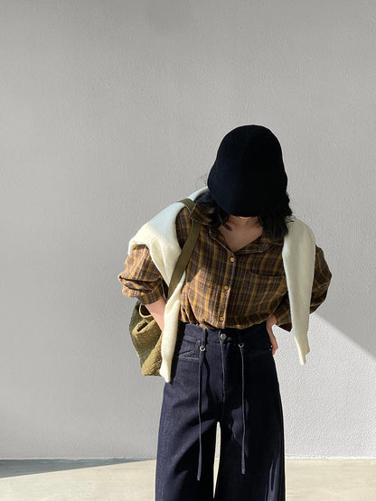 【cimz1753】實拍磨毛加厚復古格紋襯衫 251120