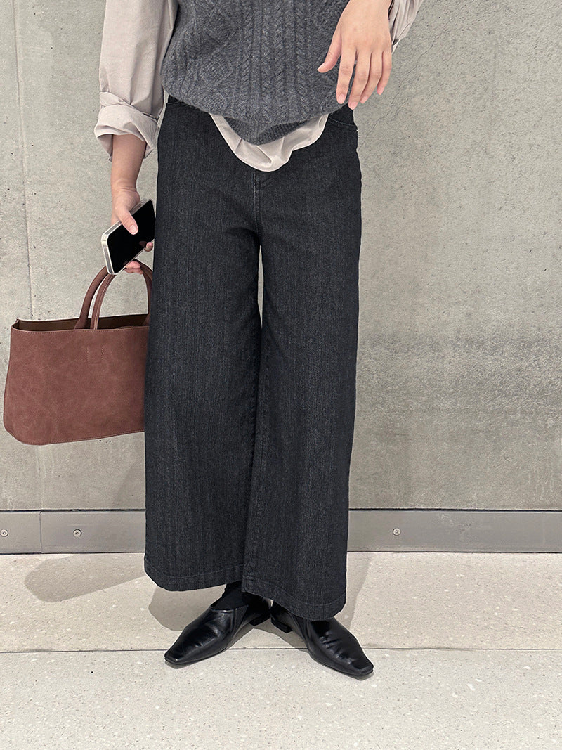 【cim6121】實拍超顯瘦顯腿直彈性九分黑色牛仔褲251030