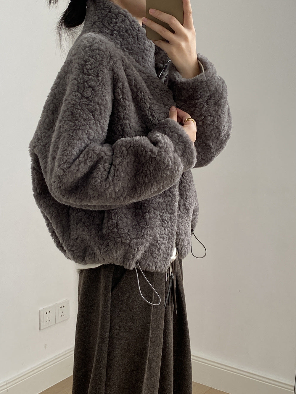 【YH8567】實拍冬天保暖厚款立领羊羔毛外套251113