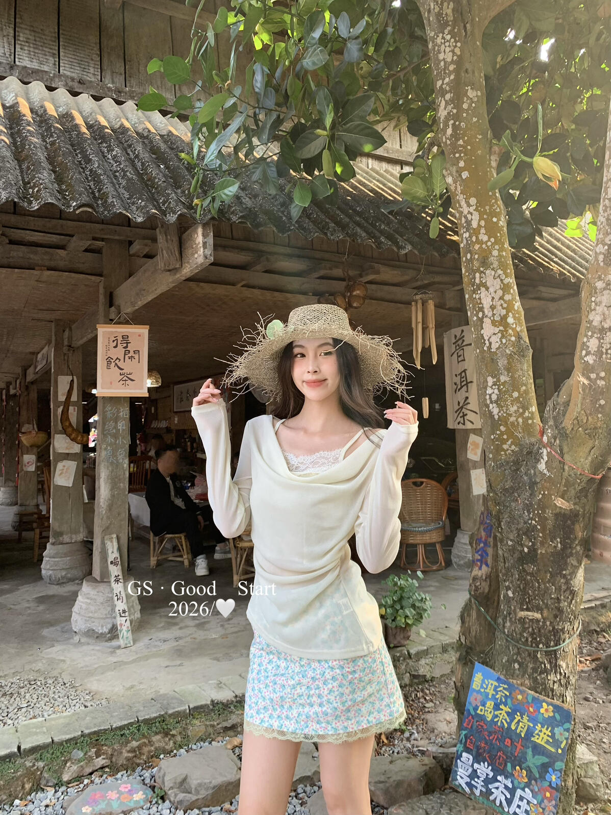 【LN0030W】法式慵懶氛圍感☕氣質假兩件垂墜領長袖上衣260323