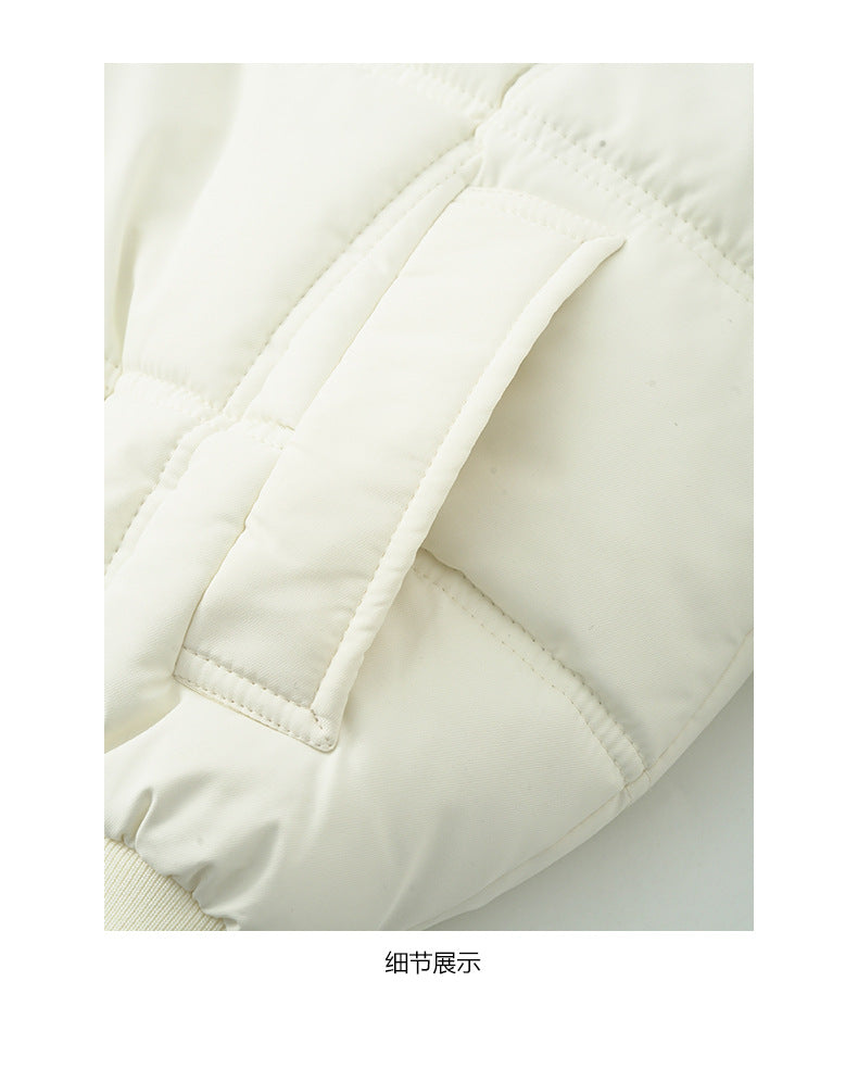 【H5501】實拍奶油風毛領連帽短款加厚棉服251118