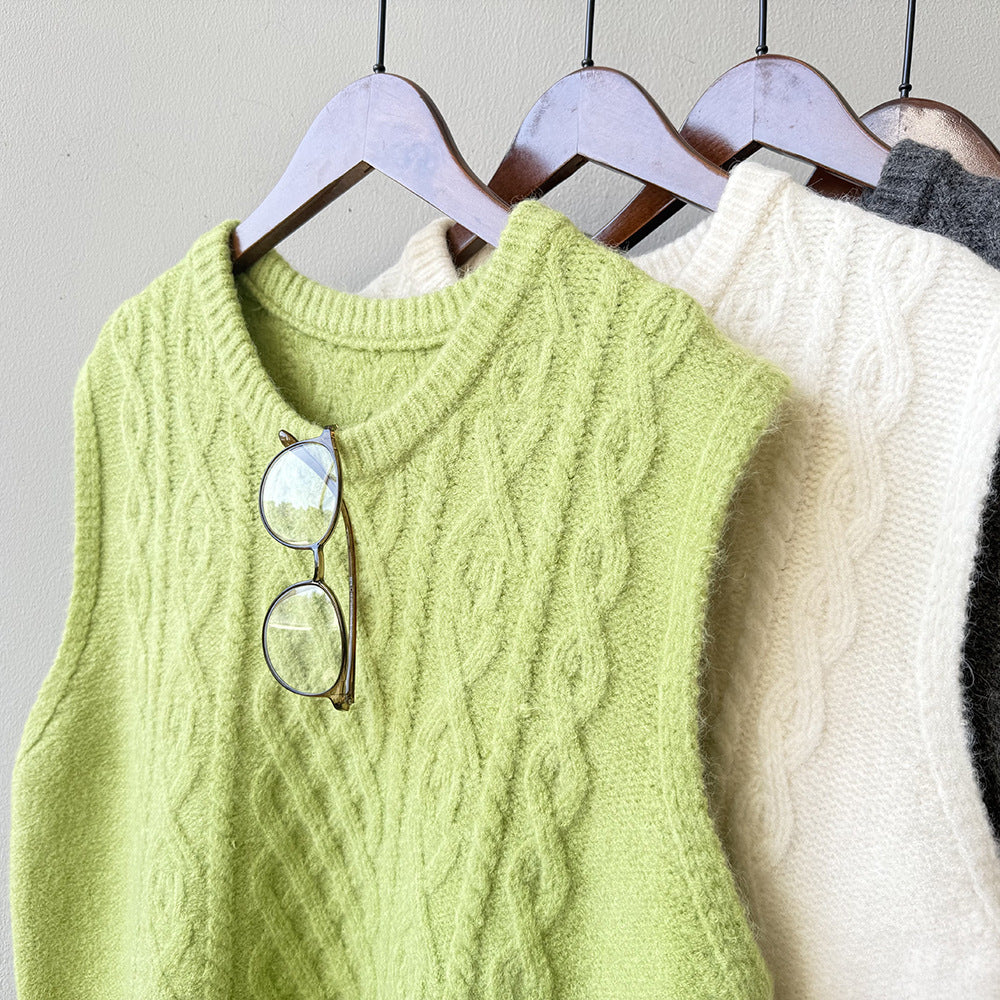 【YP2617】 實拍圓領麻花軟糯針織背心251023