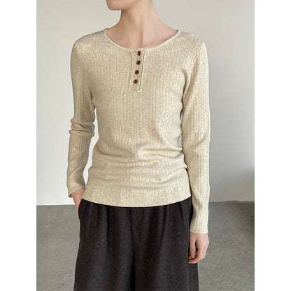 【cimYL369】實拍圓領坑條安迪绒氣質針織衫251201