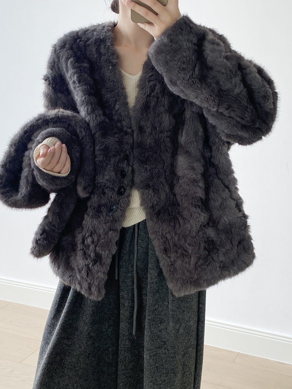 【YH707】實拍高質感毛茸茸仿皮毛保暖一体毛绒外套＋圍巾251113