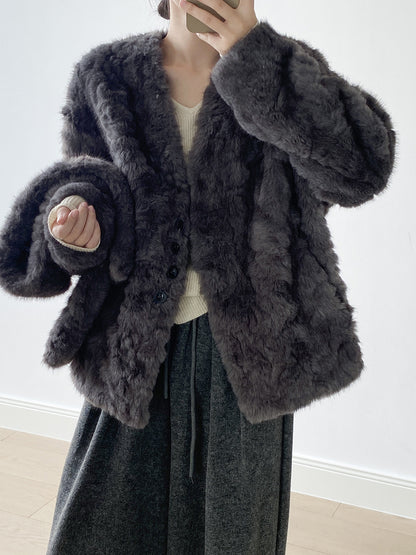 【YH707】實拍高質感毛茸茸仿皮毛保暖一体毛绒外套＋圍巾251113