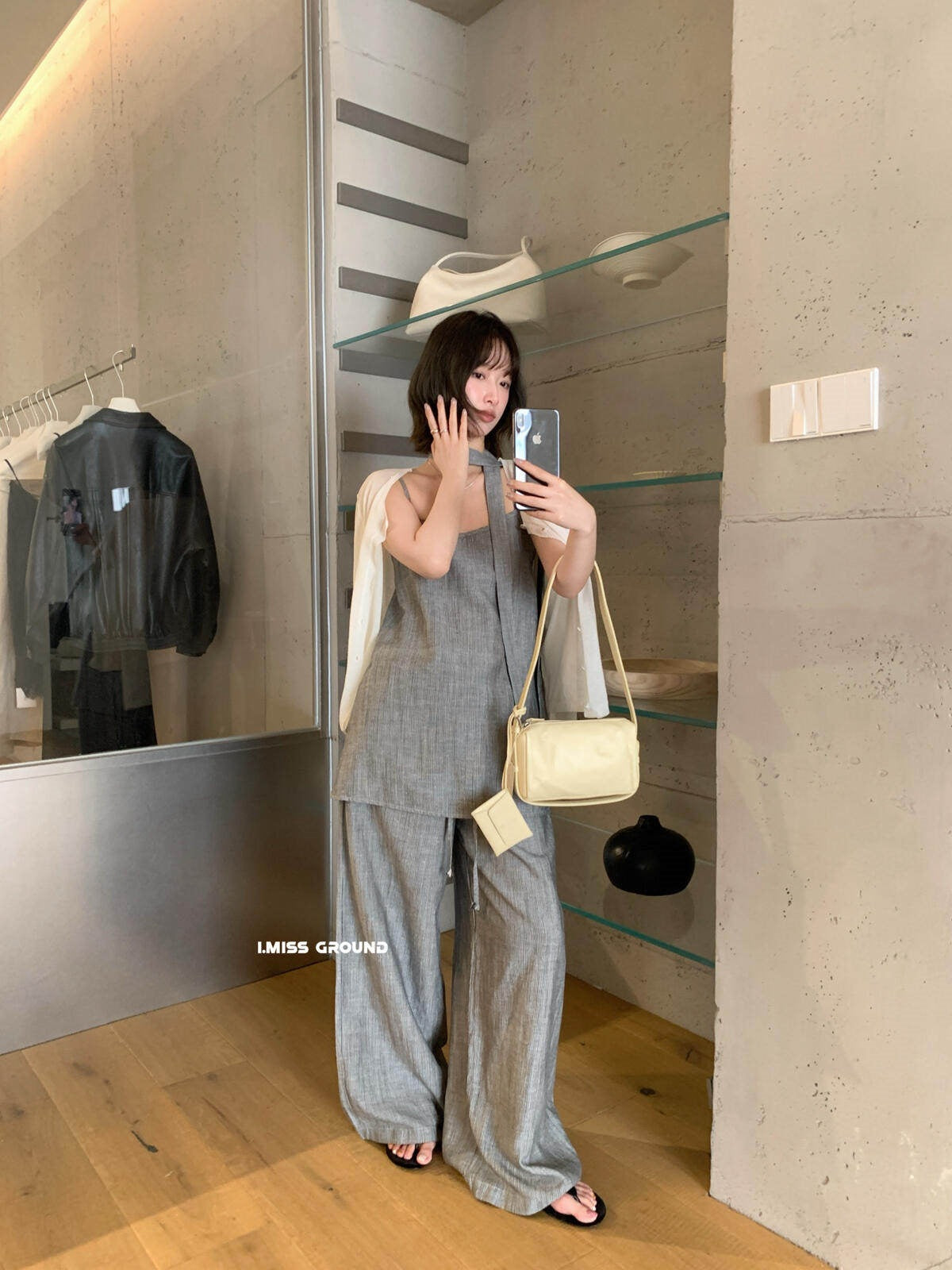 【】IMISS高品质亚麻吊带背心女2026夏季新款时尚百搭小衫衣服(配飘带