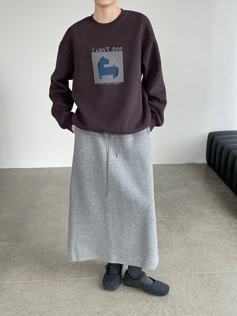 【cimD20307】實拍大人系印花加绒寬鬆衛衣251114