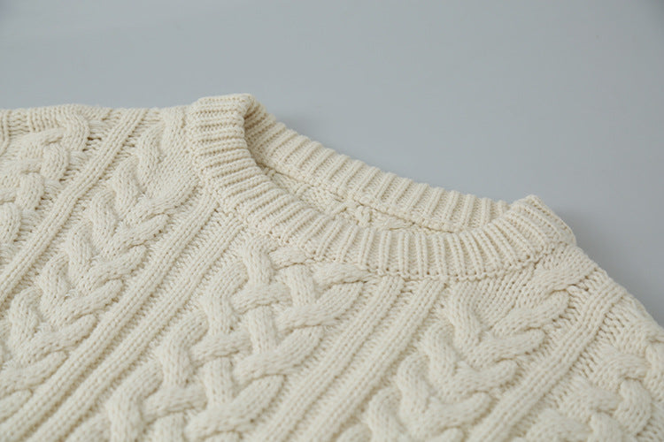 【LD11003】實拍冬季加厚麻花長袖圓領毛衣251110