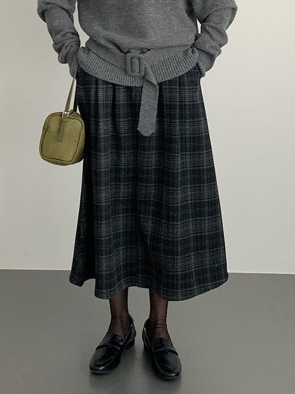 【LD11071】實拍氣質復古格紋毛呢a字裙251209
