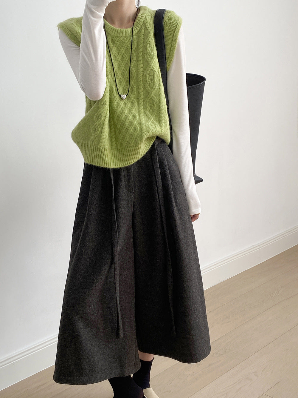 【Y82677】 實拍復古系帶加厚七分闊腿褲251023