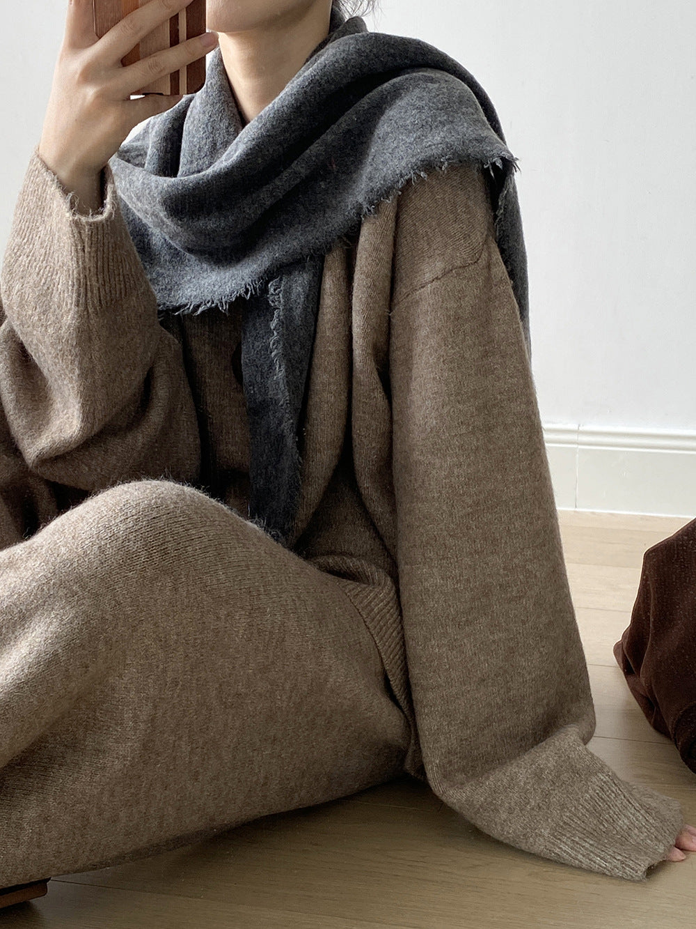 【YP1015】 實拍寬鬆針織毛衣＋休閒針織長褲 套裝251023