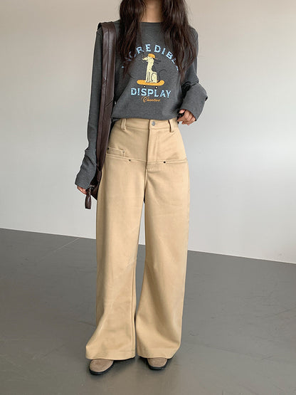 【LD3302】實拍S~XL秋冬顯瘦直筒毛呢休閒褲251103