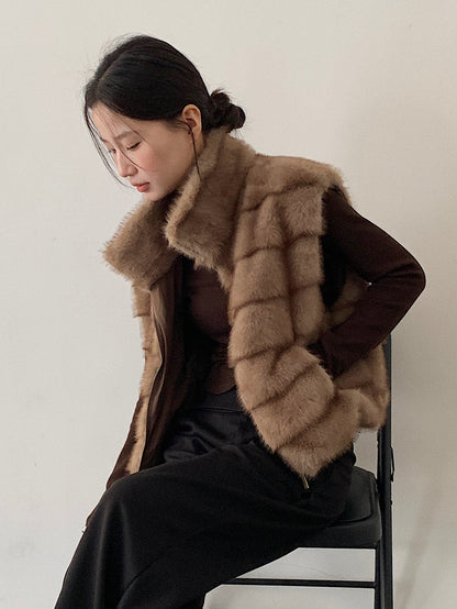 【LD11042】實拍皮毛一體立領拉鍊背心外套251202