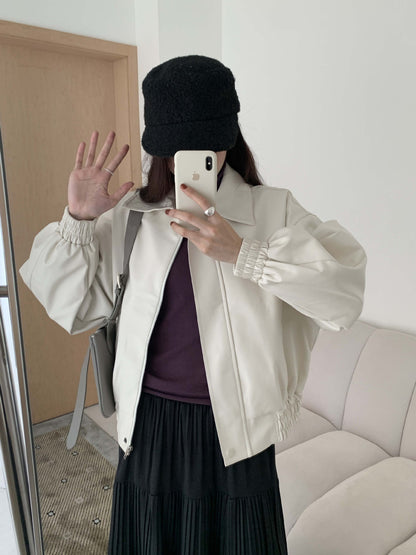 【H5480】實拍復古男友款PU皮外套251109