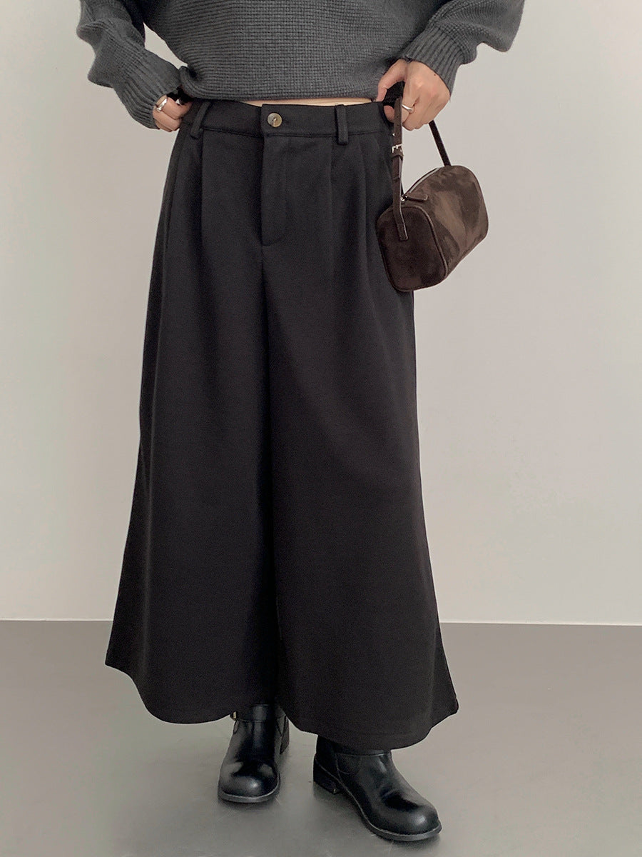 【LD11035】實拍S~L韓版寬鬆高腰毛呢加絨加厚九分褲251124