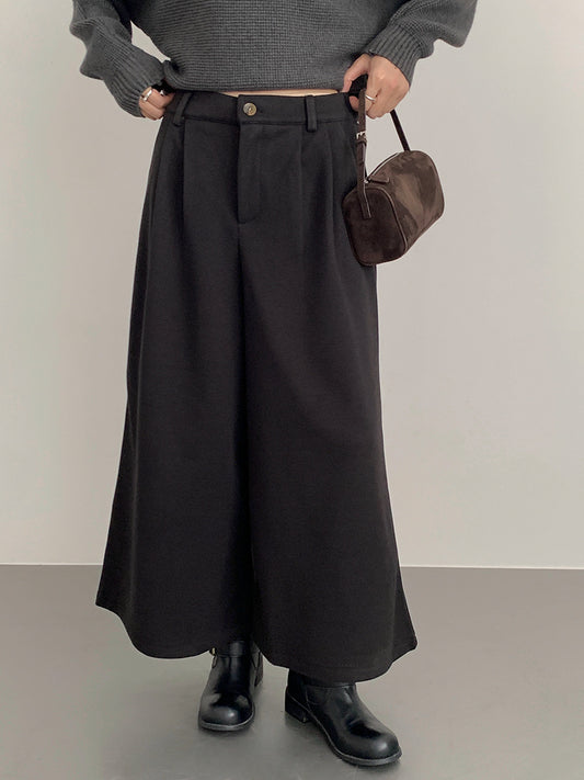 【LD11035】實拍S~L韓版寬鬆高腰毛呢加絨加厚九分褲251124