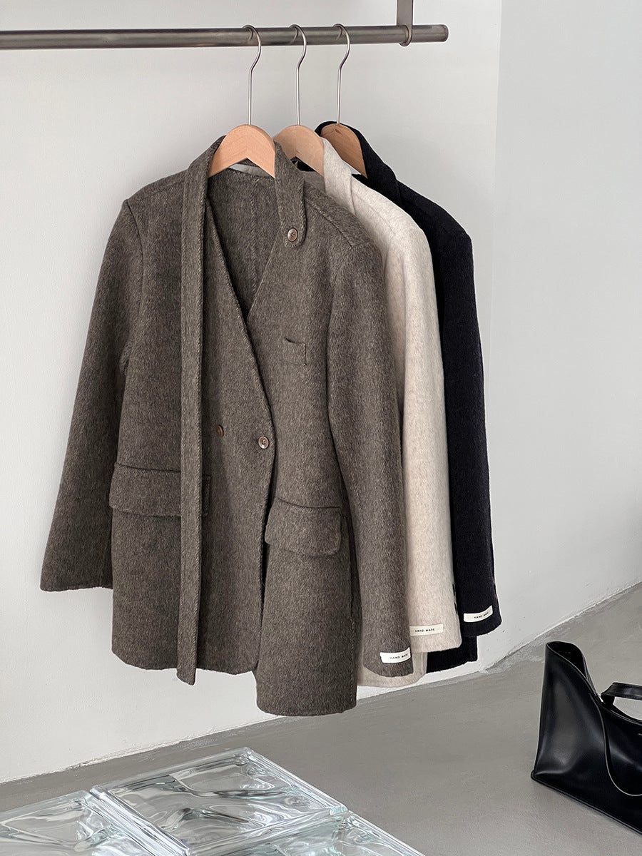 【cimz809】實拍復古雙面羊毛西裝外套+飄帶（羊毛100)251120