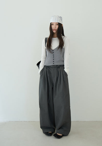 【LD11159】實拍修身顯瘦必備！假2件細肩帶背心+長袖針織衫260309