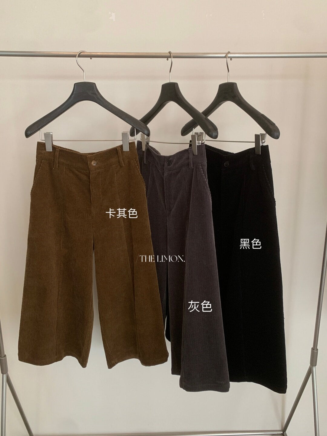 【L11197】檸檬家復古質感・燈芯絨鬆緊腰休閒寬褲260916