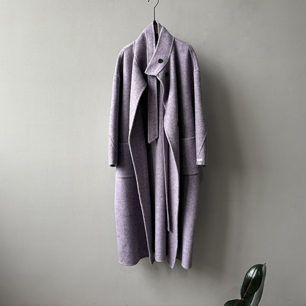 【Y25527】實拍高單質感雙面羊毛呢立領大衣（棉羊毛68%)251106