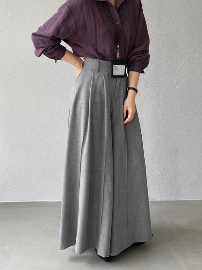 【cim1653】實拍秋日必備高腰壓褶大擺西裝褲251030