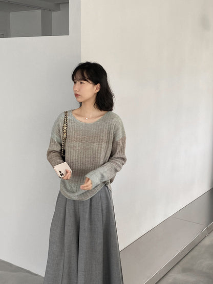 【cim0679】實拍韓國彩虹漸變長袖針織衫（羊毛11%)251114