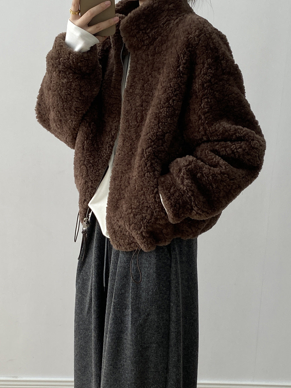 【YH8567】實拍冬天保暖厚款立领羊羔毛外套251113