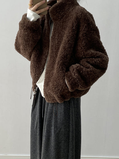 【YH8567】實拍冬天保暖厚款立领羊羔毛外套251113