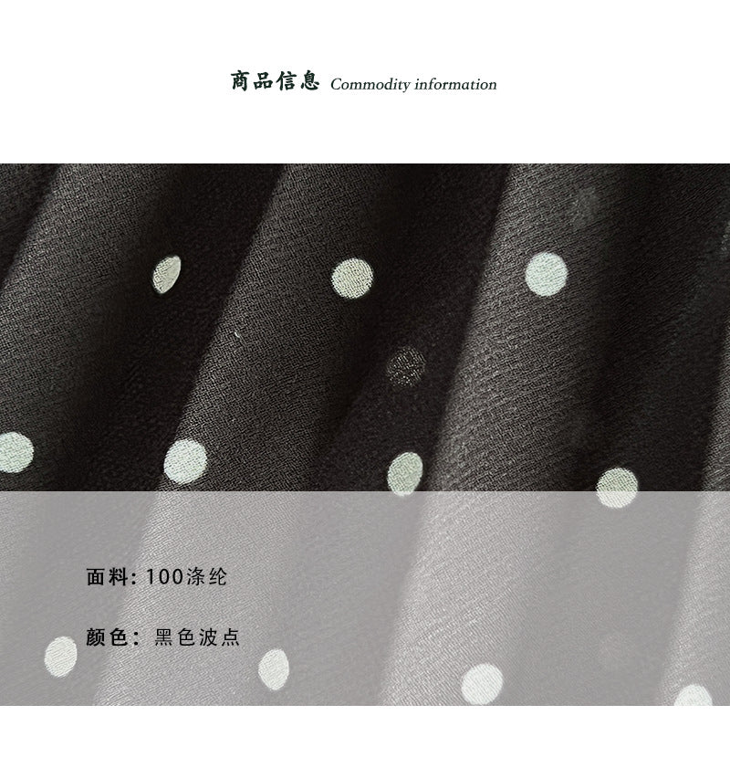 【cimz6527】法式赫本風🖤超重工4米用料黑色波點百褶高腰長裙260416