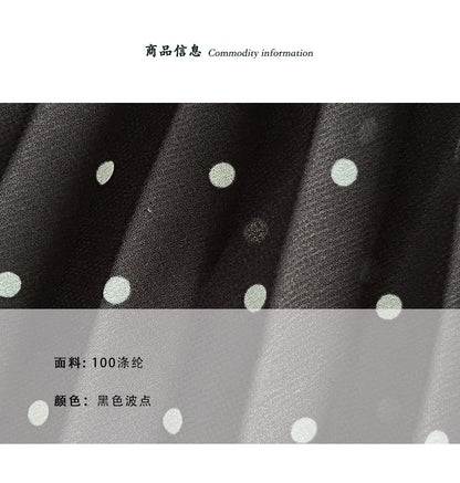【cimz6527】法式赫本風🖤超重工4米用料黑色波點百褶高腰長裙260416