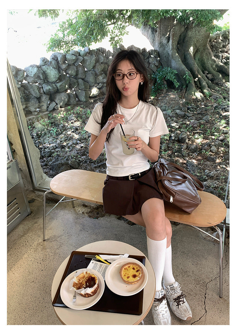 【H5388】實拍基礎7色磨毛圓領短袖T恤250902