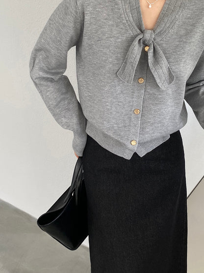 【cimJ8902】實拍氣質小香蝴蝶结針織開衫251114