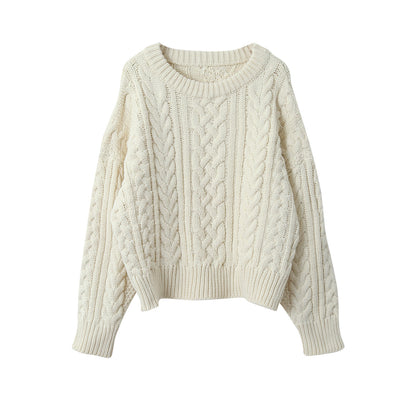 【LD11003】實拍冬季加厚麻花長袖圓領毛衣251110