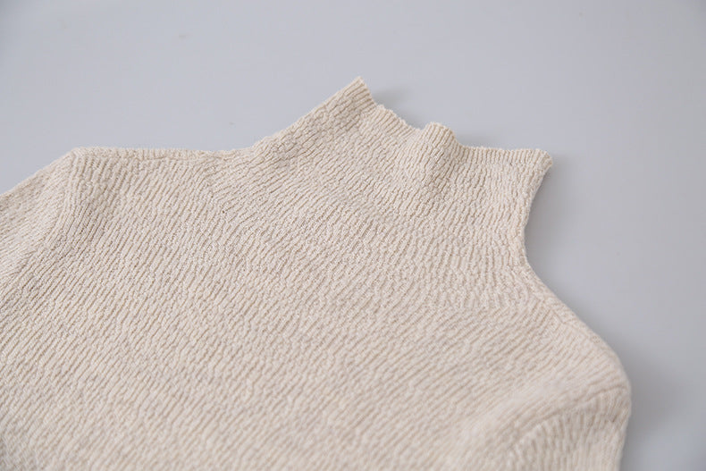 【LD11061】實拍紗網肌理超彈高領修身打底T恤251209