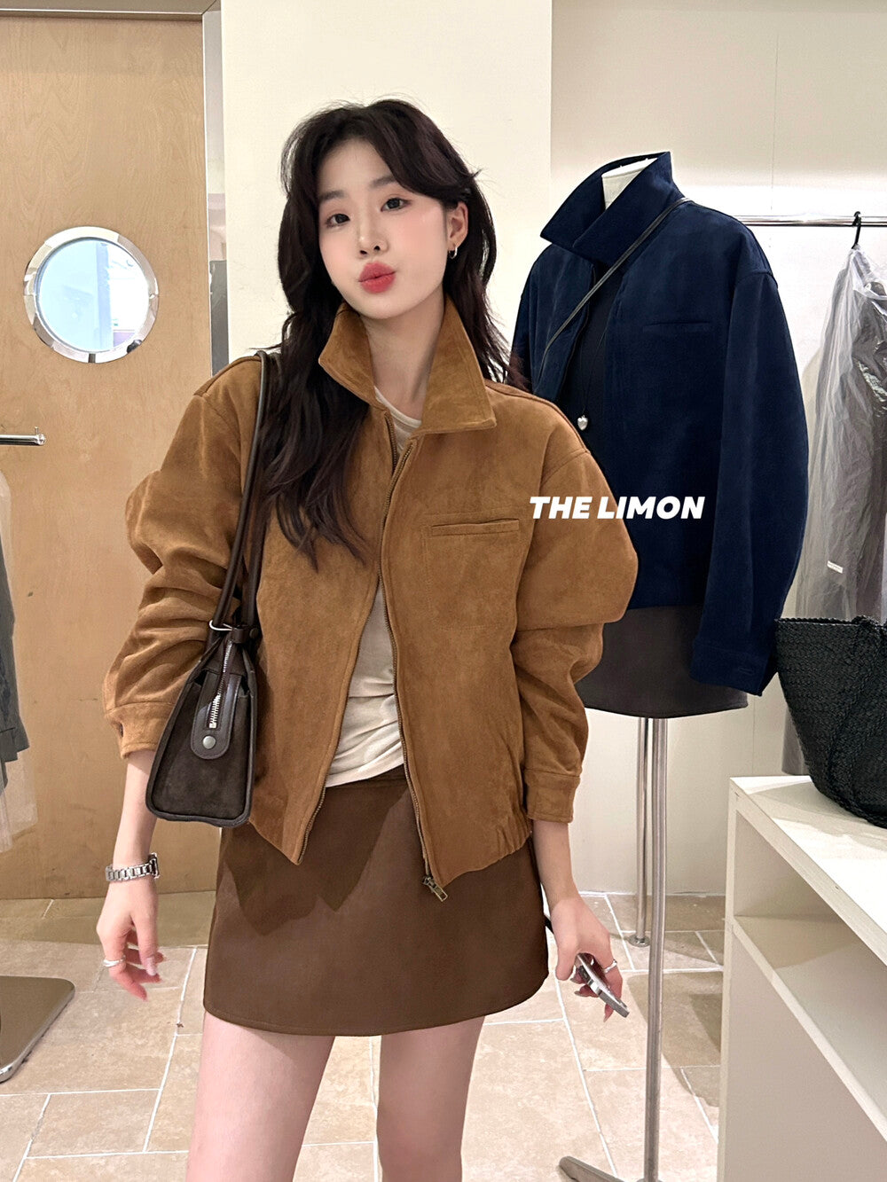 【L9150】實拍檸檬復古寬鬆羊津絨工裝長袖短外套251117