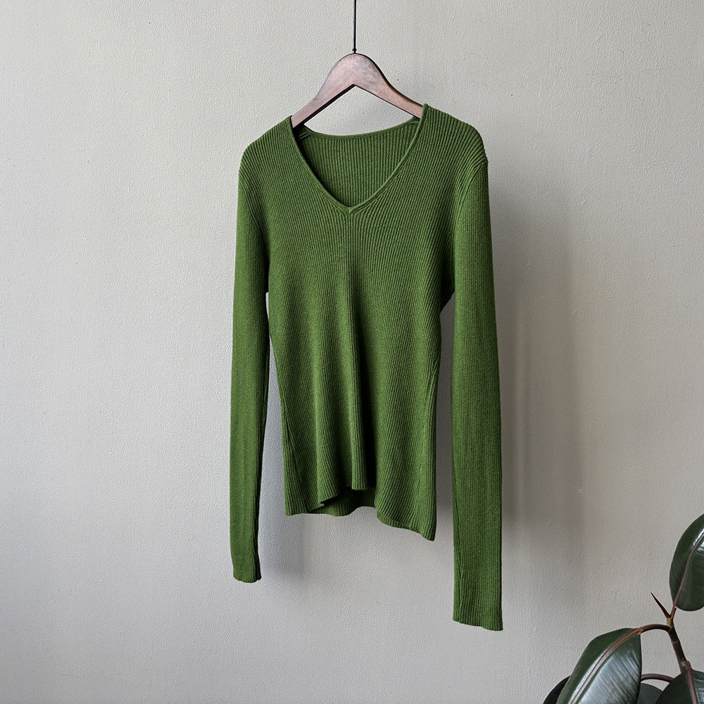 【YP313】實拍冬季氣質簡約v領針織衫251113
