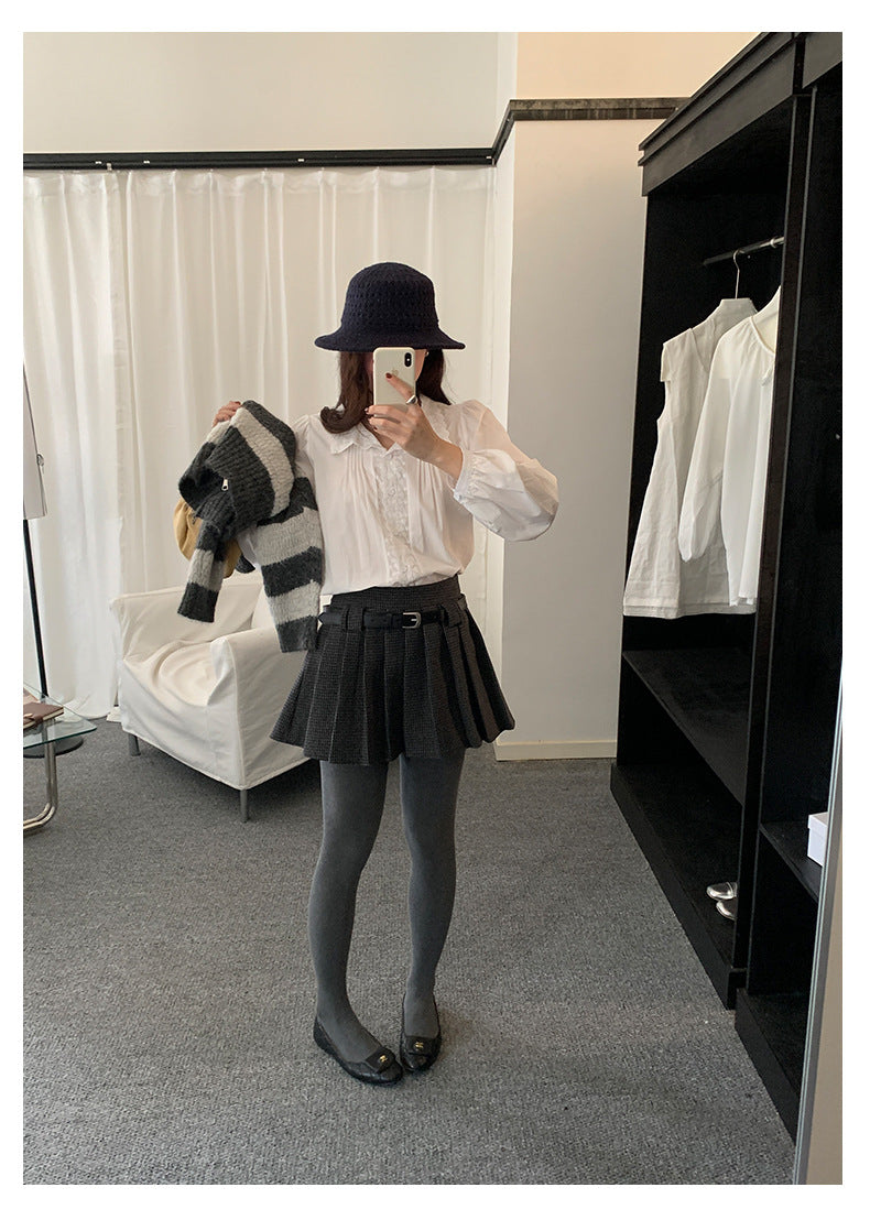 【H5488】實拍法式温柔蕾絲長袖襯衫251109