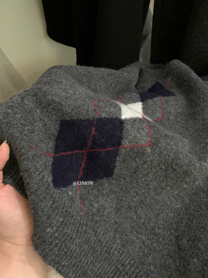 【L6880】實拍檸檬秋冬菱格針織開衫+圓領背心+針織裙251117