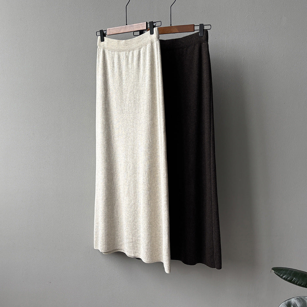 【YP682】 實拍高腰軟糯垂感針織長裙251023