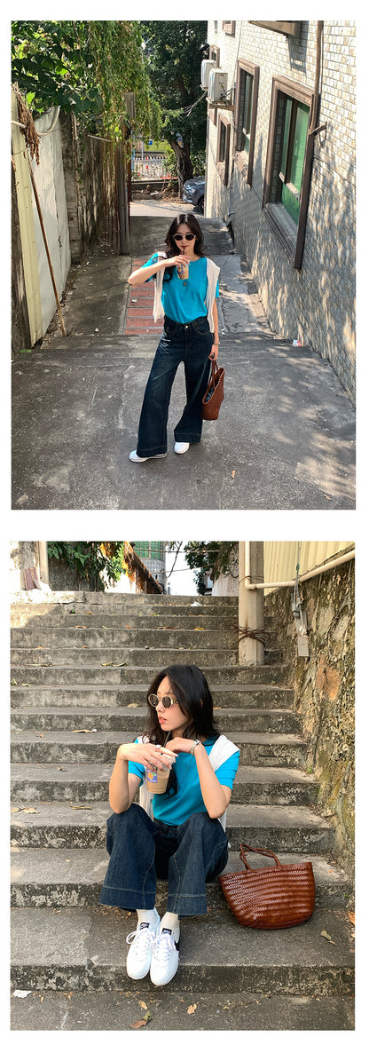 【H5002】實拍早春漂亮基礎款棉質短袖T恤250210