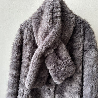 【YH707】實拍高質感毛茸茸仿皮毛保暖一体毛绒外套＋圍巾251113