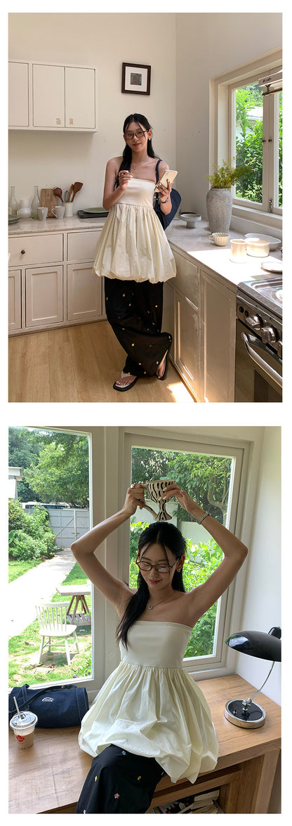 【H5340】實拍簡約時髦平口花苞長上衣250624